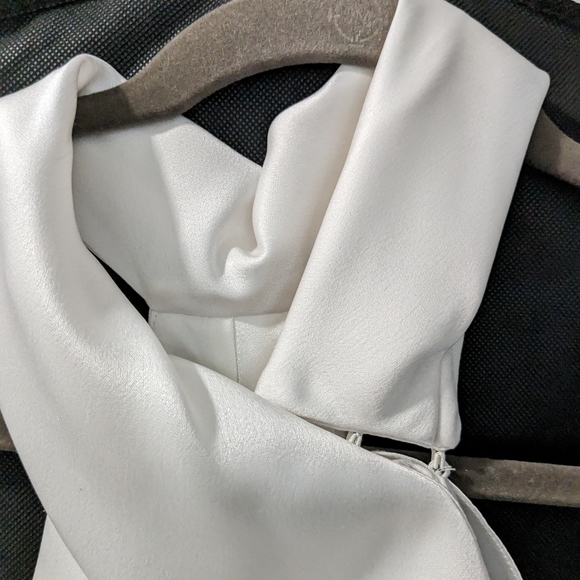 Galvan London Ivory Satin, Cropped Pandora Bridal Dress, Midi - Picture 11 of 14